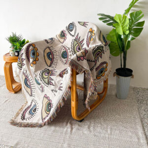 Boho Style Demon Eyes Knitted Sofa Cotton Throw Blanket Sofa Cover